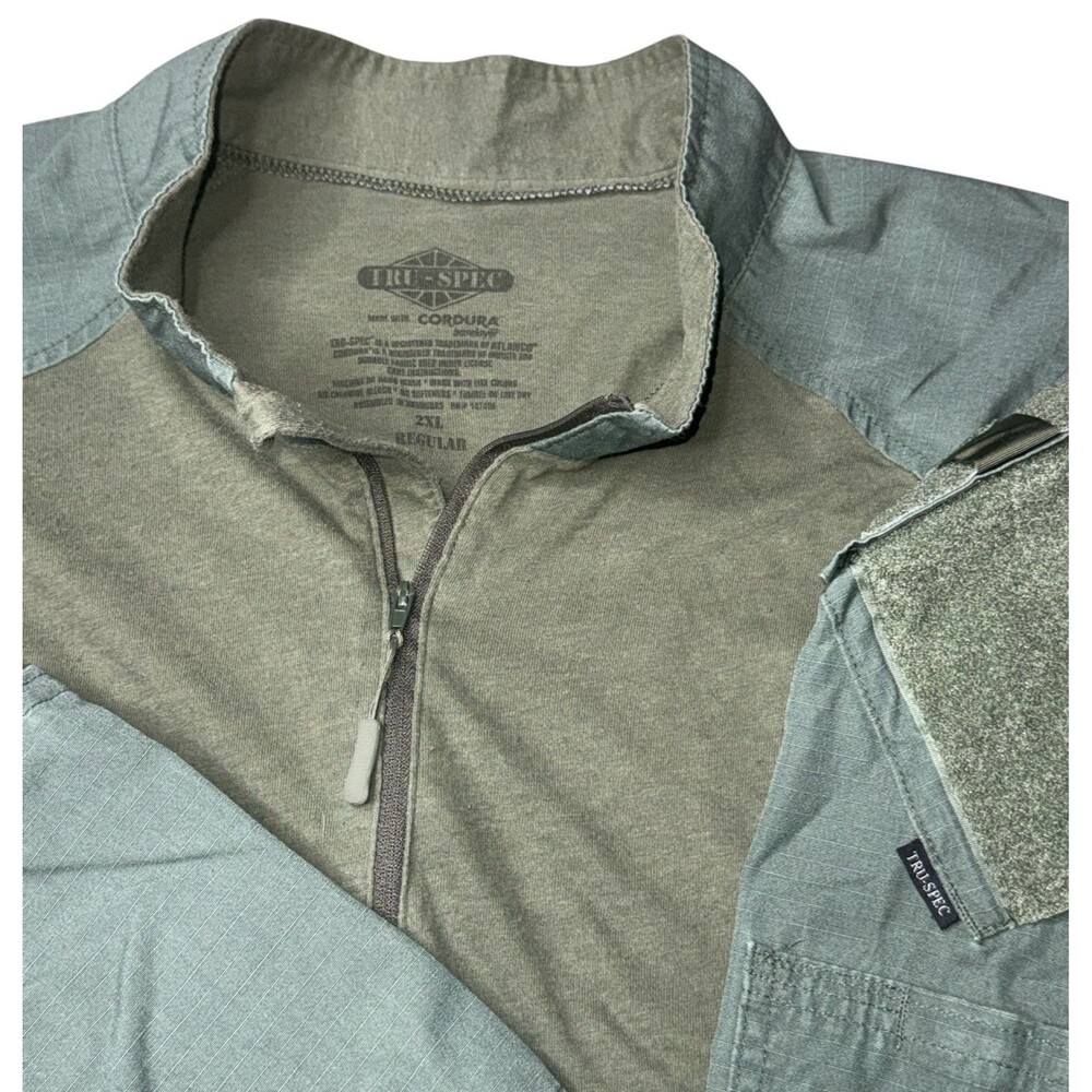 TRU-SPEC 1/4 Zip Tactical Combat Shirt XXL Cordura Ripstop Military Army Green